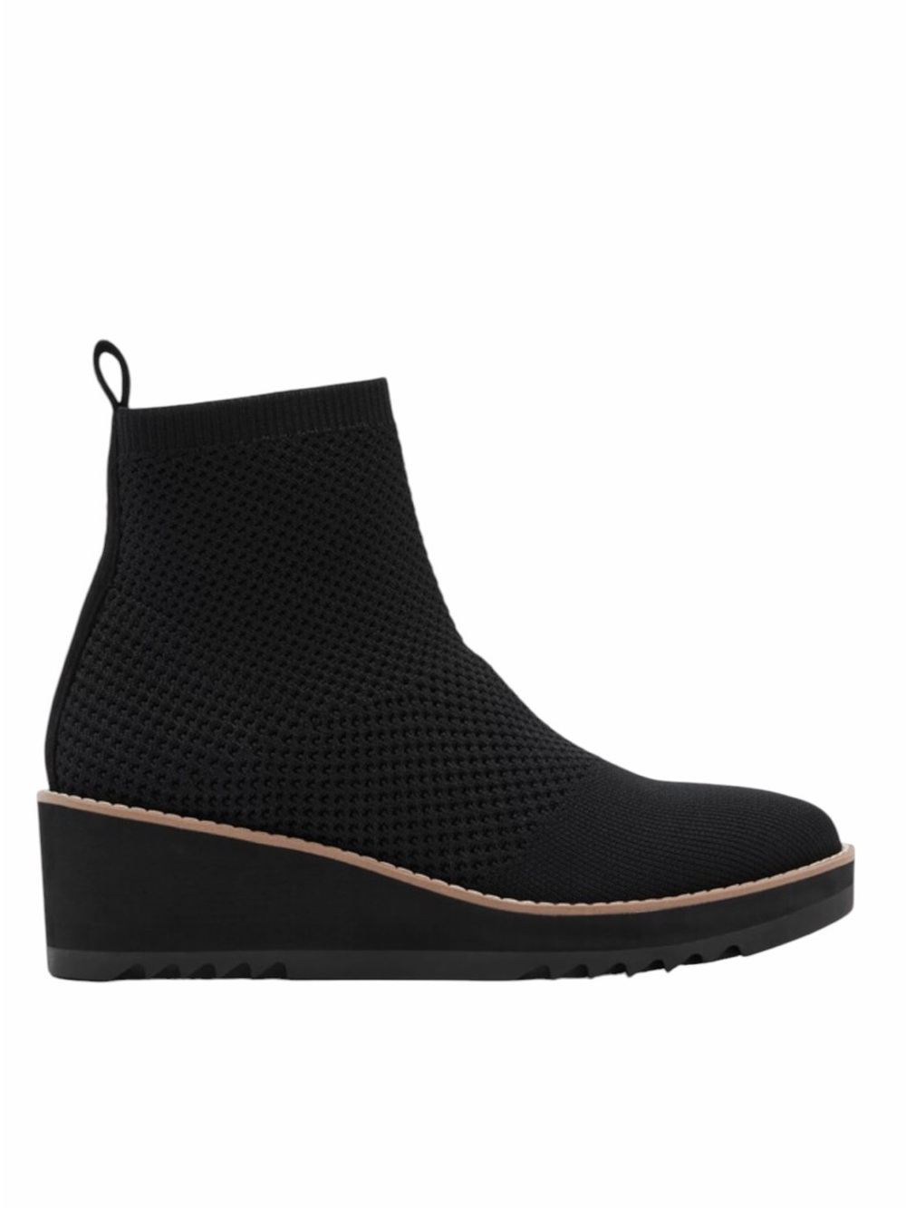 Eileen Fisher London ~Stretch Knit Bootie Wedge Black Size 5.5